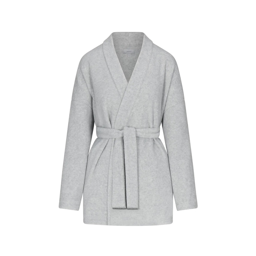 NWT SKIMS FLEECE WRAP JACKET LIGHT HEATHER GREY SIZE SMALL
